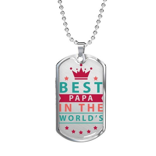 Dad Dog Tag Custom Picture Father’S Day, Best Papa In The World’S Dog Tag Necklace For Dad Father's Day Rakva