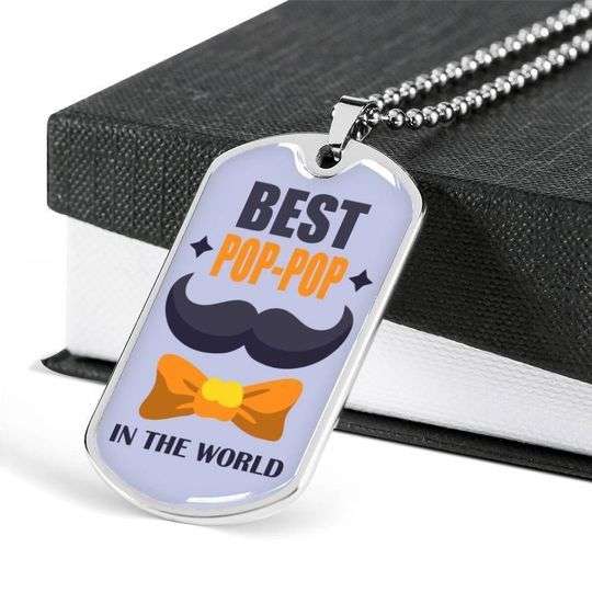 Dad Dog Tag Custom Picture Father’S Day, Best Pop Pop Dog Tag Necklace Gift For Daddy Father's Day Rakva