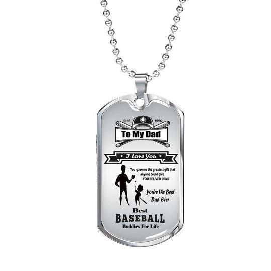 Dad Dog Tag Custom Picture Father’S Day, Besy Baseball Dog Tag Necklace For Dad Father's Day Rakva