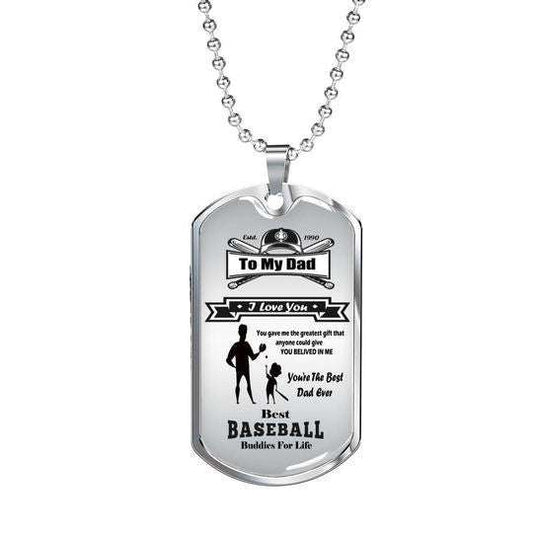 Dad Dog Tag Custom Picture Father’S Day, Besy Baseball Dog Tag Necklace For Dad Father's Day Rakva