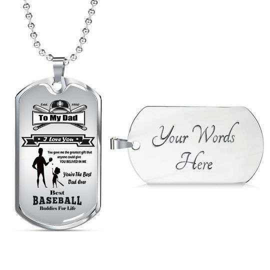Dad Dog Tag Custom Picture Father’S Day, Besy Baseball Dog Tag Necklace For Dad Father's Day Rakva