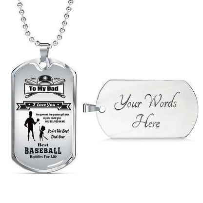 Dad Dog Tag Custom Picture Father’S Day, Besy Baseball Dog Tag Necklace For Dad Father's Day Rakva