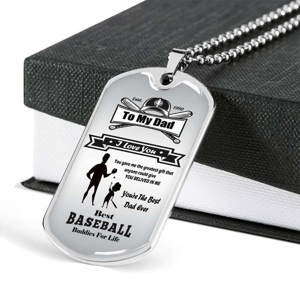 Dad Dog Tag Custom Picture Father’S Day, Besy Baseball Dog Tag Necklace For Dad Father's Day Rakva