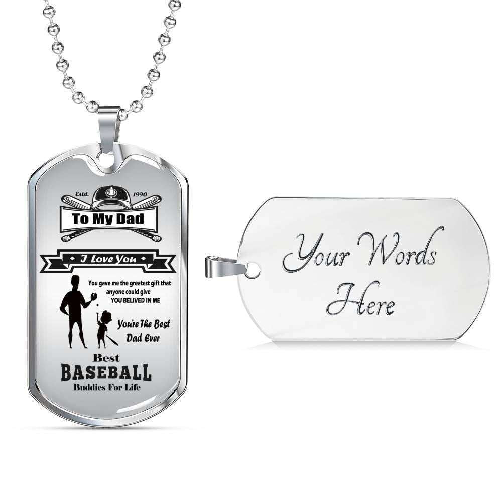 Dad Dog Tag Custom Picture Father’S Day, Besy Baseball Dog Tag Necklace For Dad Father's Day Rakva