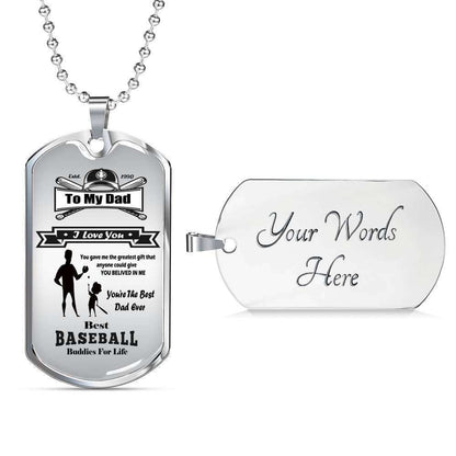 Dad Dog Tag Custom Picture Father’S Day, Besy Baseball Dog Tag Necklace For Dad Father's Day Rakva