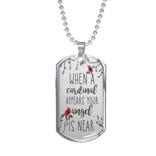 Dad Dog Tag Custom Picture Father’S Day, Bird Angels Are Near Dog Tag Necklace For Dad Unique Valentines Gifts Father's Day Rakva