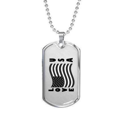 Dad Dog Tag Custom Picture Father’S Day, Black And White Usa Flag Love Dog Tag Necklace For Dad Father's Day Rakva