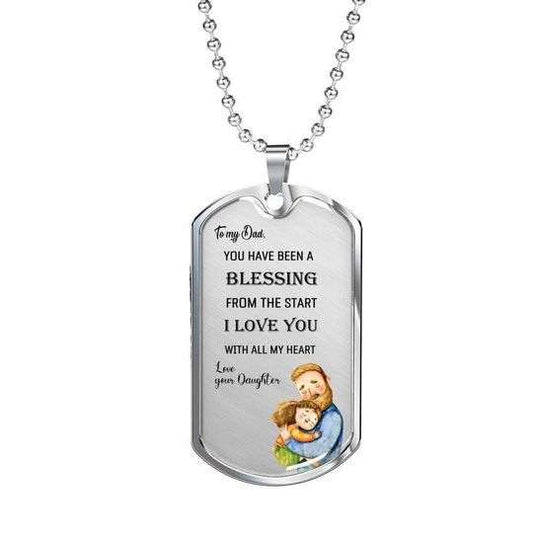 Dad Dog Tag Custom Picture Father’S Day, Blessing From The Start Dog Tag Necklace Gift For Dad Father's Day Rakva