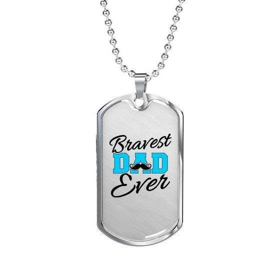 Dad Dog Tag Custom Picture Father’S Day, Bravest Dad Ever Dog Tag Necklace Gift For Dad Father's Day Rakva