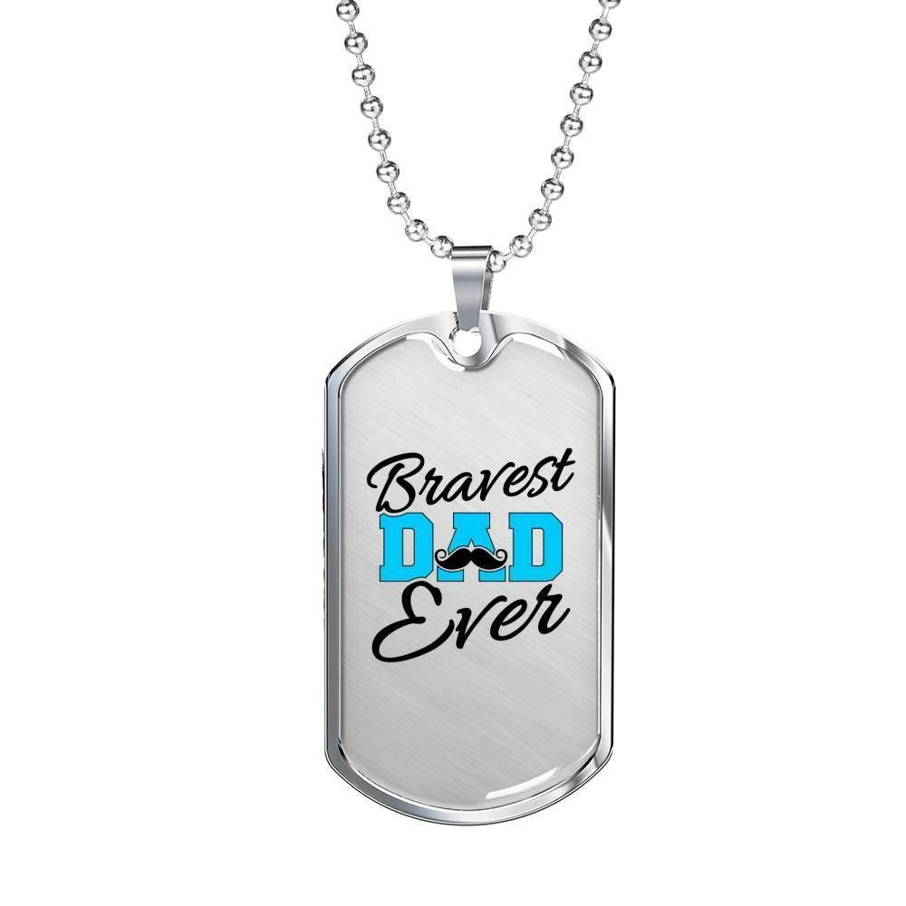 Dad Dog Tag Custom Picture Father’S Day, Bravest Dad Ever Dog Tag Necklace Gift For Dad Father's Day Rakva