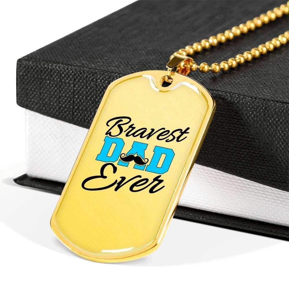 Dad Dog Tag Custom Picture Father’S Day, Bravest Dad Ever Dog Tag Necklace Gift For Dad Father's Day Rakva