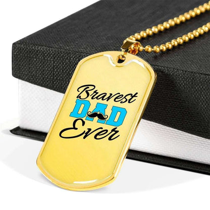 Dad Dog Tag Custom Picture Father’S Day, Bravest Dad Ever Dog Tag Necklace Gift For Dad Father's Day Rakva