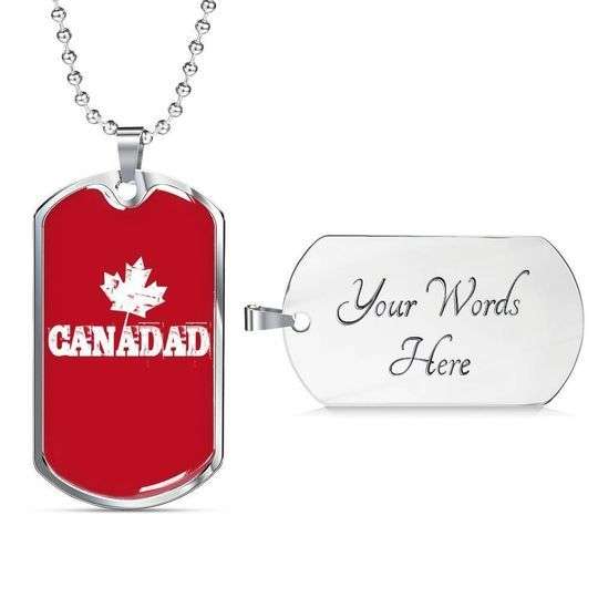 Dad Dog Tag Custom Picture Father’S Day, Canadad Red Dog Tag Necklace For Dad Who Lives In Canada Father's Day Rakva