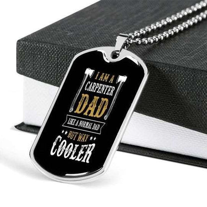 Dad Dog Tag Custom Picture Father’S Day, Carpenter Dad But Way Cooler Dog Tag Necklace Gift For Daddy Father's Day Rakva
