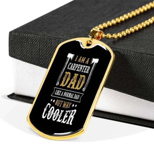 Dad Dog Tag Custom Picture Father’S Day, Carpenter Dad But Way Cooler Dog Tag Necklace Gift For Daddy Father's Day Rakva