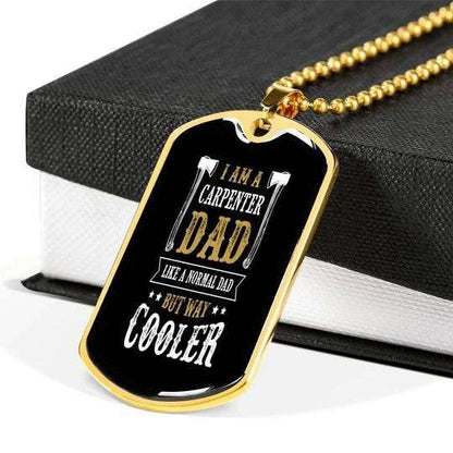Dad Dog Tag Custom Picture Father’S Day, Carpenter Dad But Way Cooler Dog Tag Necklace Gift For Daddy Father's Day Rakva