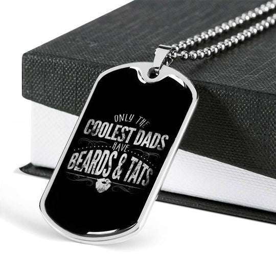 Dad Dog Tag Custom Picture Father’S Day, Coolest Dads Have Beards And Tats Dog Tag Necklace For Dad Father's Day Rakva