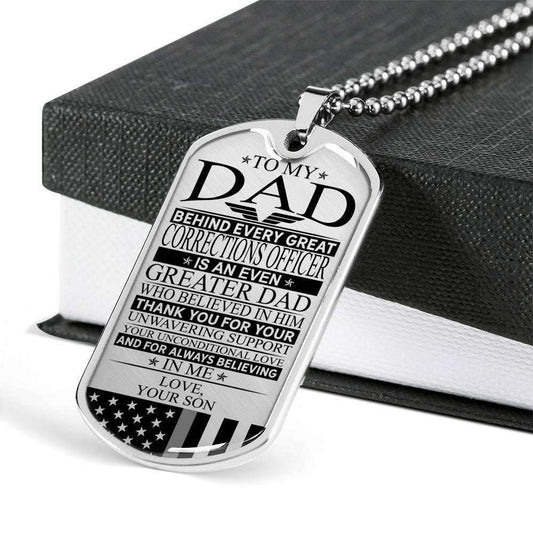 Dad Dog Tag Custom Picture Father’S Day, Correction Officer’S Dad Unconditional Love Dog Tag Necklace Father's Day Rakva