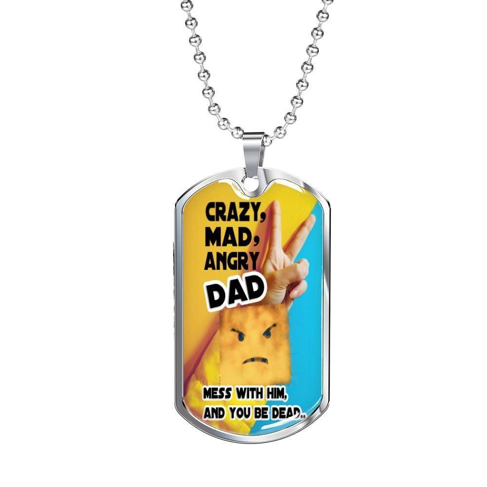 Dad Dog Tag Custom Picture Father’S Day, Crazy Mad Angry Dad Dog Tag Necklace For Dad Father's Day Rakva