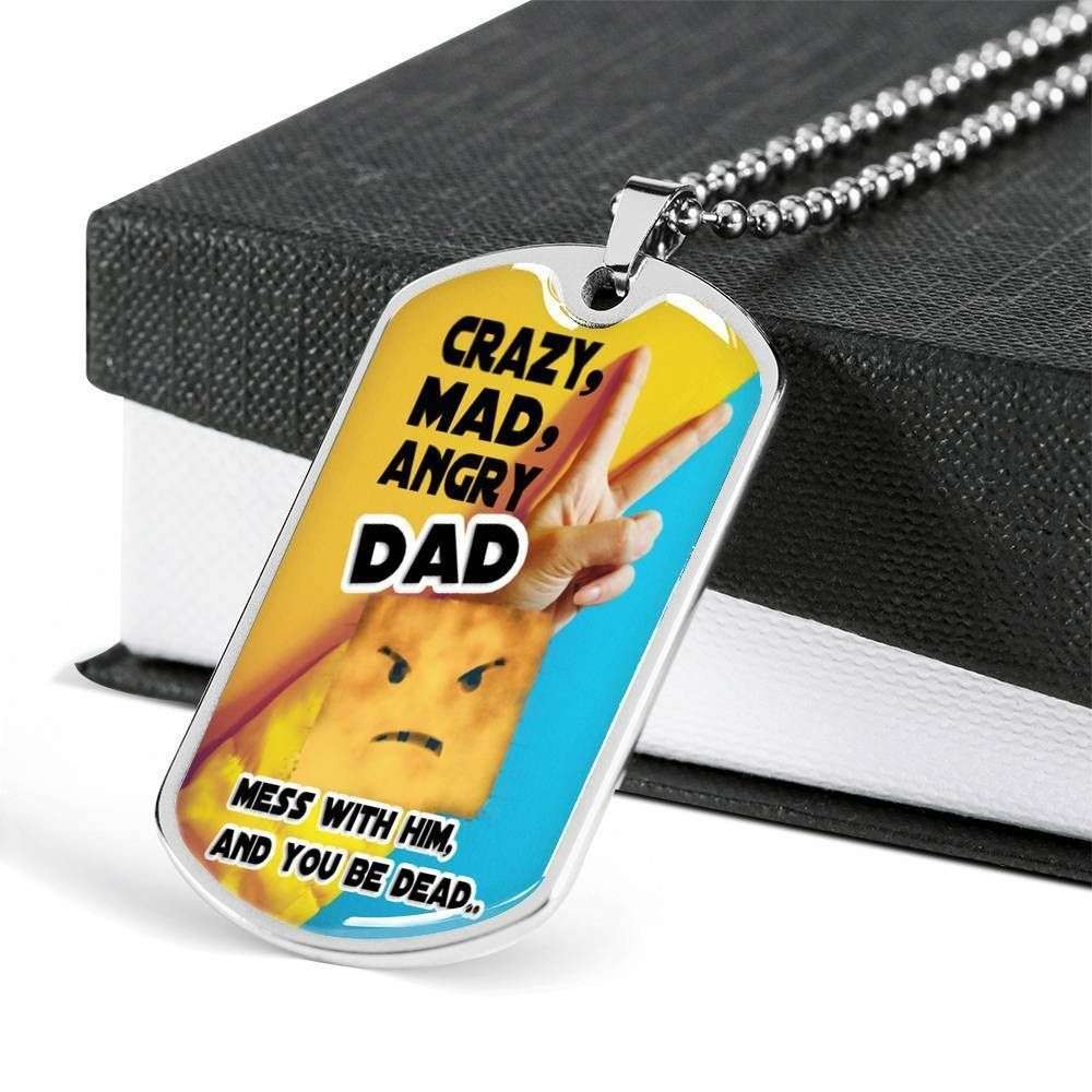 Dad Dog Tag Custom Picture Father’S Day, Crazy Mad Angry Dad Dog Tag Necklace For Dad Father's Day Rakva