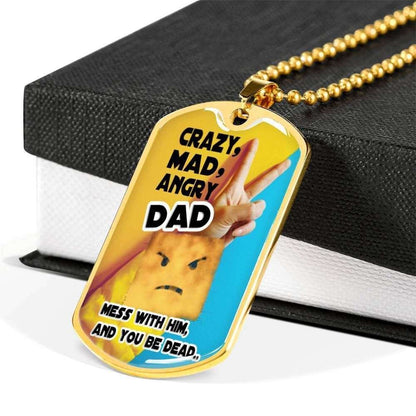 Dad Dog Tag Custom Picture Father’S Day, Crazy Mad Angry Dad Dog Tag Necklace For Dad Father's Day Rakva