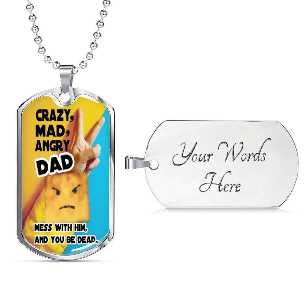 Dad Dog Tag Custom Picture Father’S Day, Crazy Mad Angry Dad Dog Tag Necklace For Dad Father's Day Rakva