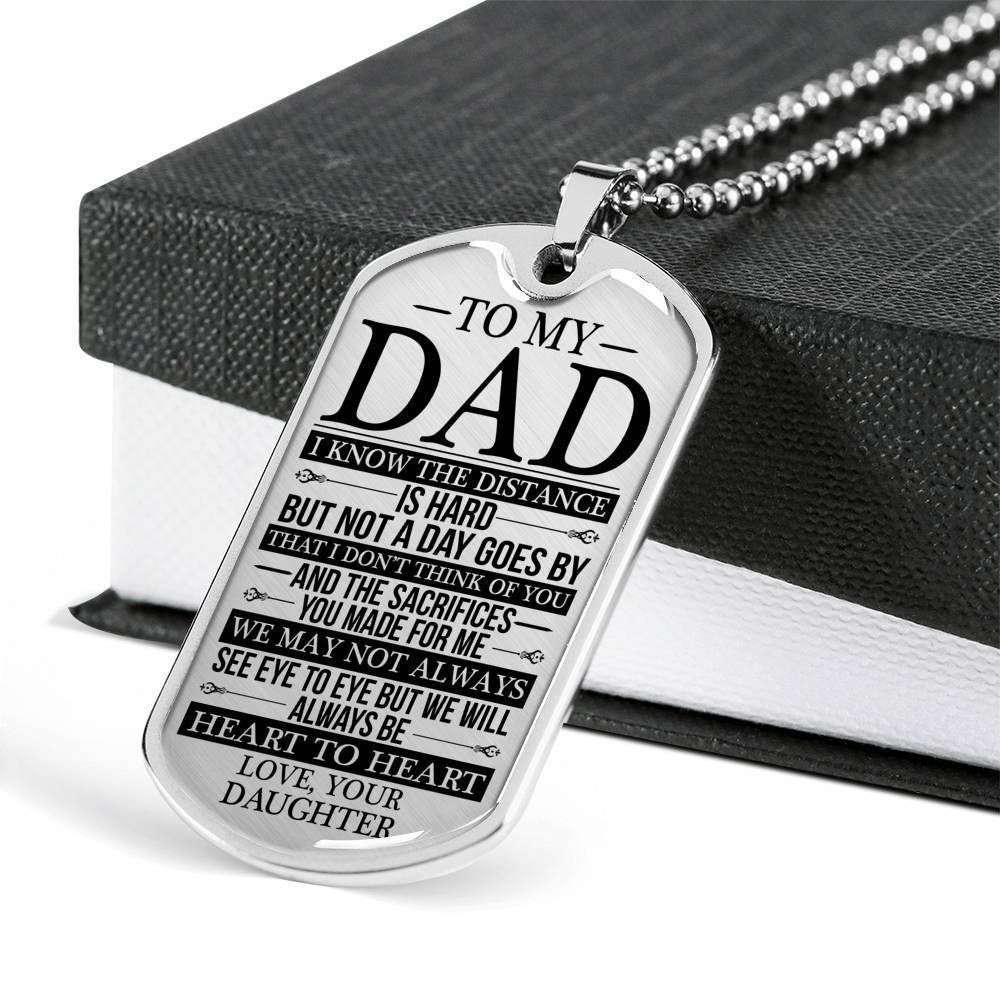 Dad Dog Tag Custom Picture Father’S Day, Dad Always Heart To Heart Love Daughter Dog Tag Necklace Custom Engraved Father's Day Rakva