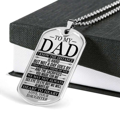 Dad Dog Tag Custom Picture Father’S Day, Dad Always Heart To Heart Love Daughter Dog Tag Necklace Custom Engraved Father's Day Rakva