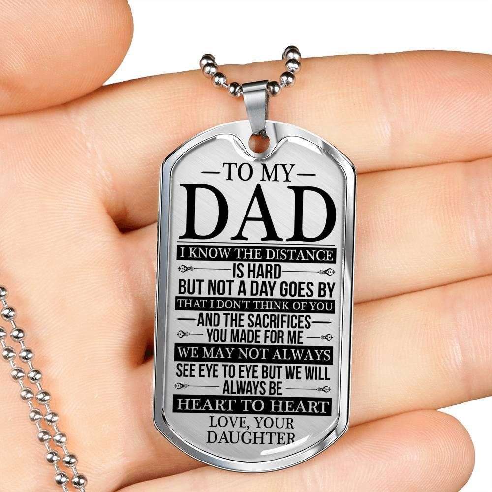Dad Dog Tag Custom Picture Father’S Day, Dad Always Heart To Heart Love Daughter Dog Tag Necklace Custom Engraved Father's Day Rakva