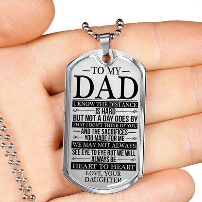 Dad Dog Tag Custom Picture Father’S Day, Dad Always Heart To Heart Love Daughter Dog Tag Necklace Custom Engraved Father's Day Rakva