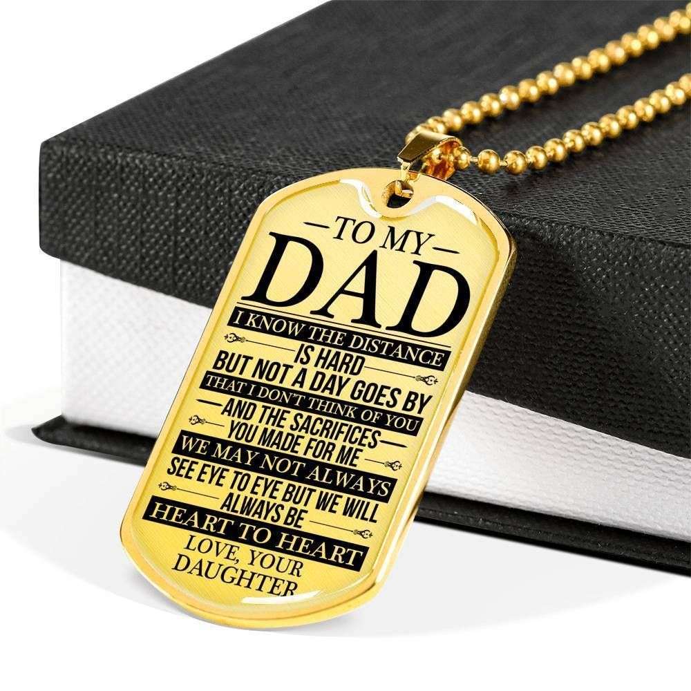 Dad Dog Tag Custom Picture Father’S Day, Dad Always Heart To Heart Love Daughter Dog Tag Necklace Custom Engraved Father's Day Rakva