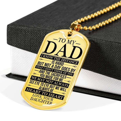 Dad Dog Tag Custom Picture Father’S Day, Dad Always Heart To Heart Love Daughter Dog Tag Necklace Custom Engraved Father's Day Rakva