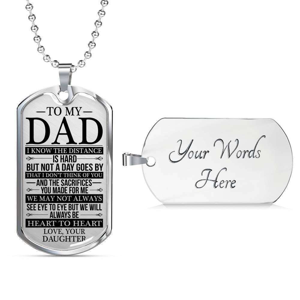 Dad Dog Tag Custom Picture Father’S Day, Dad Always Heart To Heart Love Daughter Dog Tag Necklace Custom Engraved Father's Day Rakva