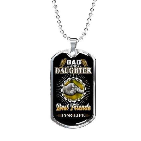 Dad Dog Tag Custom Picture Father’S Day, Dad And Daughter Best Friends For Life Dog Tag Necklace For Dad Father's Day Rakva