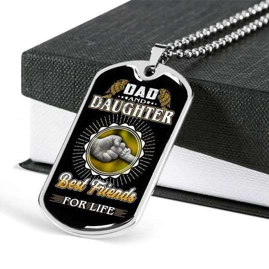 Dad Dog Tag Custom Picture Father’S Day, Dad And Daughter Best Friends For Life Dog Tag Necklace For Dad Father's Day Rakva