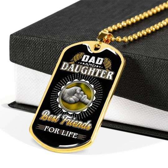 Dad Dog Tag Custom Picture Father’S Day, Dad And Daughter Best Friends For Life Dog Tag Necklace For Dad Father's Day Rakva