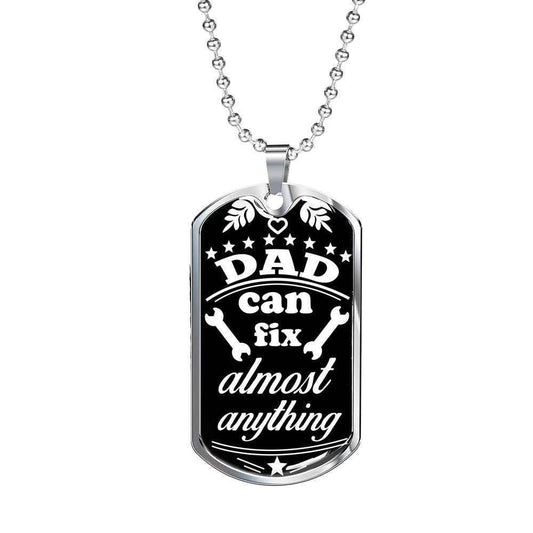 Dad Dog Tag Custom Picture Father’S Day, Dad Can Fix Almost Anything Dog Tag Necklace For Dad Father's Day Rakva