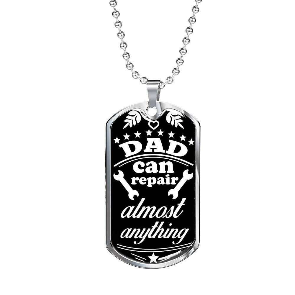 Dad Dog Tag Custom Picture Father’S Day, Dad Can Repair Almost Anything Dog Tag Necklace For Dad Father's Day Rakva