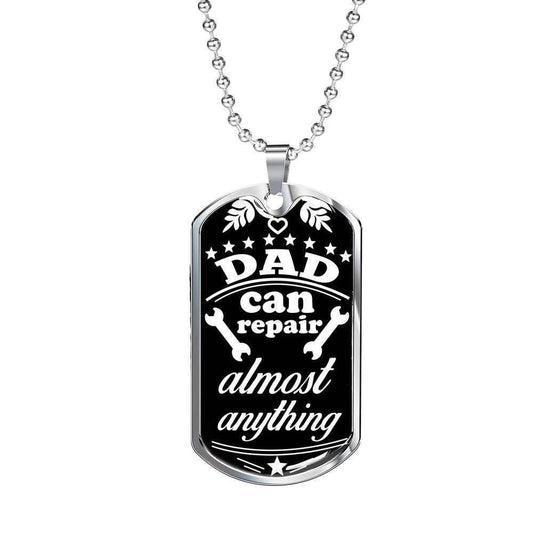 Dad Dog Tag Custom Picture Father’S Day, Dad Can Repair Almost Anything Dog Tag Necklace For Dad Father's Day Rakva