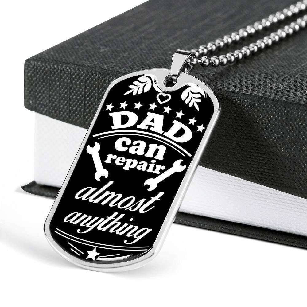 Dad Dog Tag Custom Picture Father’S Day, Dad Can Repair Almost Anything Dog Tag Necklace For Dad Father's Day Rakva