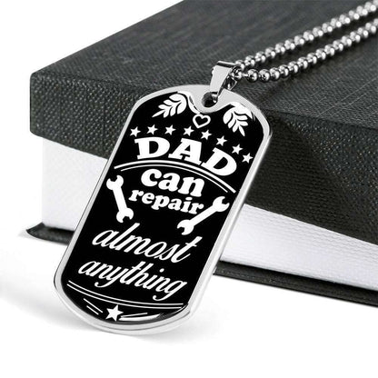 Dad Dog Tag Custom Picture Father’S Day, Dad Can Repair Almost Anything Dog Tag Necklace For Dad Father's Day Rakva