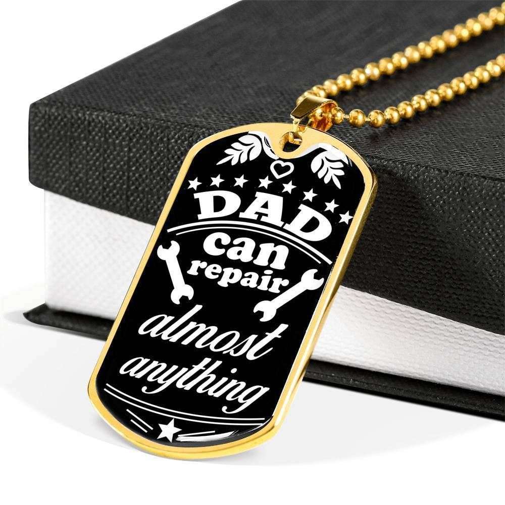 Dad Dog Tag Custom Picture Father’S Day, Dad Can Repair Almost Anything Dog Tag Necklace For Dad Father's Day Rakva