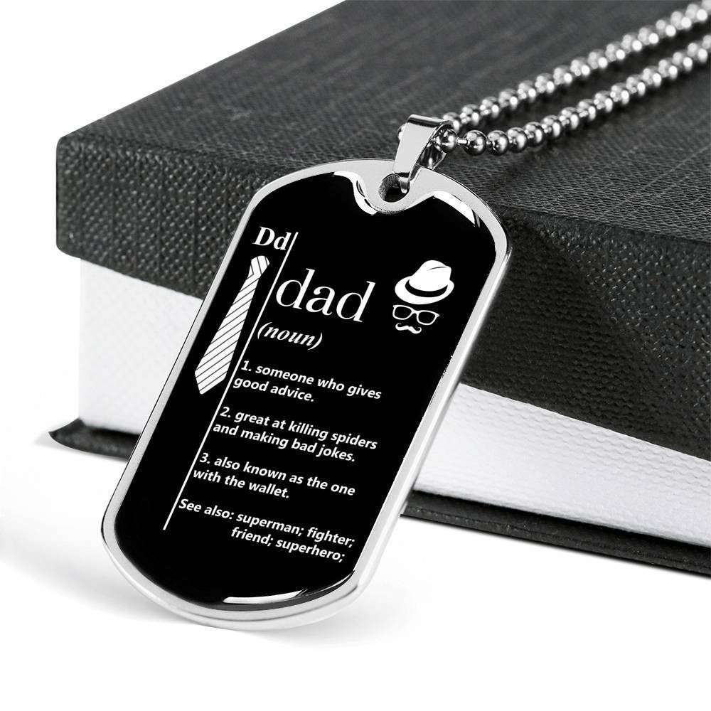 Dad Dog Tag Custom Picture Father’S Day, Dad Definition Dog Tag Necklace Gift For Dad Father's Day Rakva