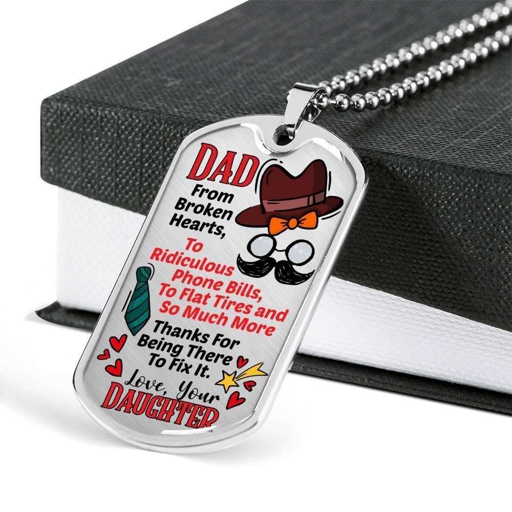 Dad Dog Tag Custom Picture Father’S Day, Dad From Broken Hearts Dog Tag Necklace For Dad Father's Day Rakva