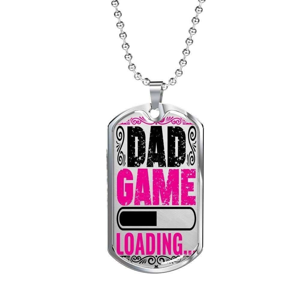 Dad Dog Tag Custom Picture Father’S Day, Dad Game Loading Dog Tag Necklace For Dad Father's Day Rakva