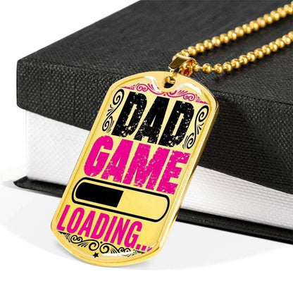 Dad Dog Tag Custom Picture Father’S Day, Dad Game Loading Dog Tag Necklace For Dad Father's Day Rakva
