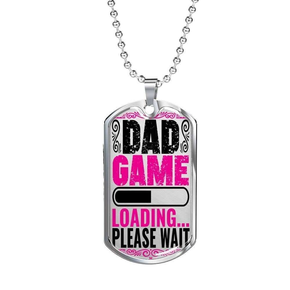 Dad Dog Tag Custom Picture Father’S Day, Dad Game Loading Please Wait Dog Tag Necklace For Dad Father's Day Rakva