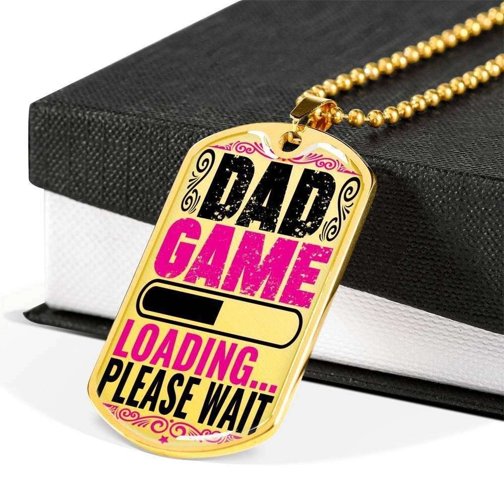 Dad Dog Tag Custom Picture Father’S Day, Dad Game Loading Please Wait Dog Tag Necklace For Dad Father's Day Rakva