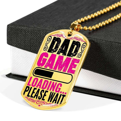 Dad Dog Tag Custom Picture Father’S Day, Dad Game Loading Please Wait Dog Tag Necklace For Dad Father's Day Rakva