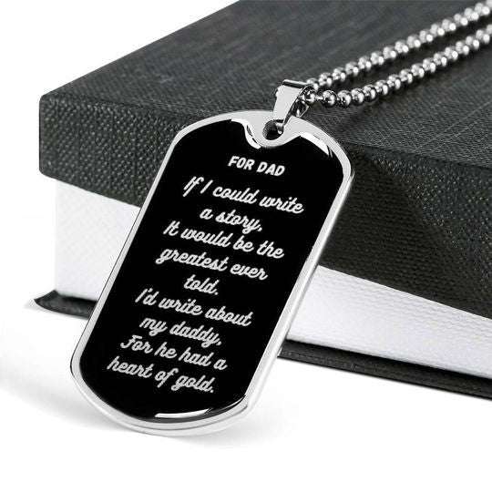 Dad Dog Tag Custom Picture Father’S Day, Dad Had A Heart Of Gold Dog Tag Necklace For Dad Father's Day Rakva